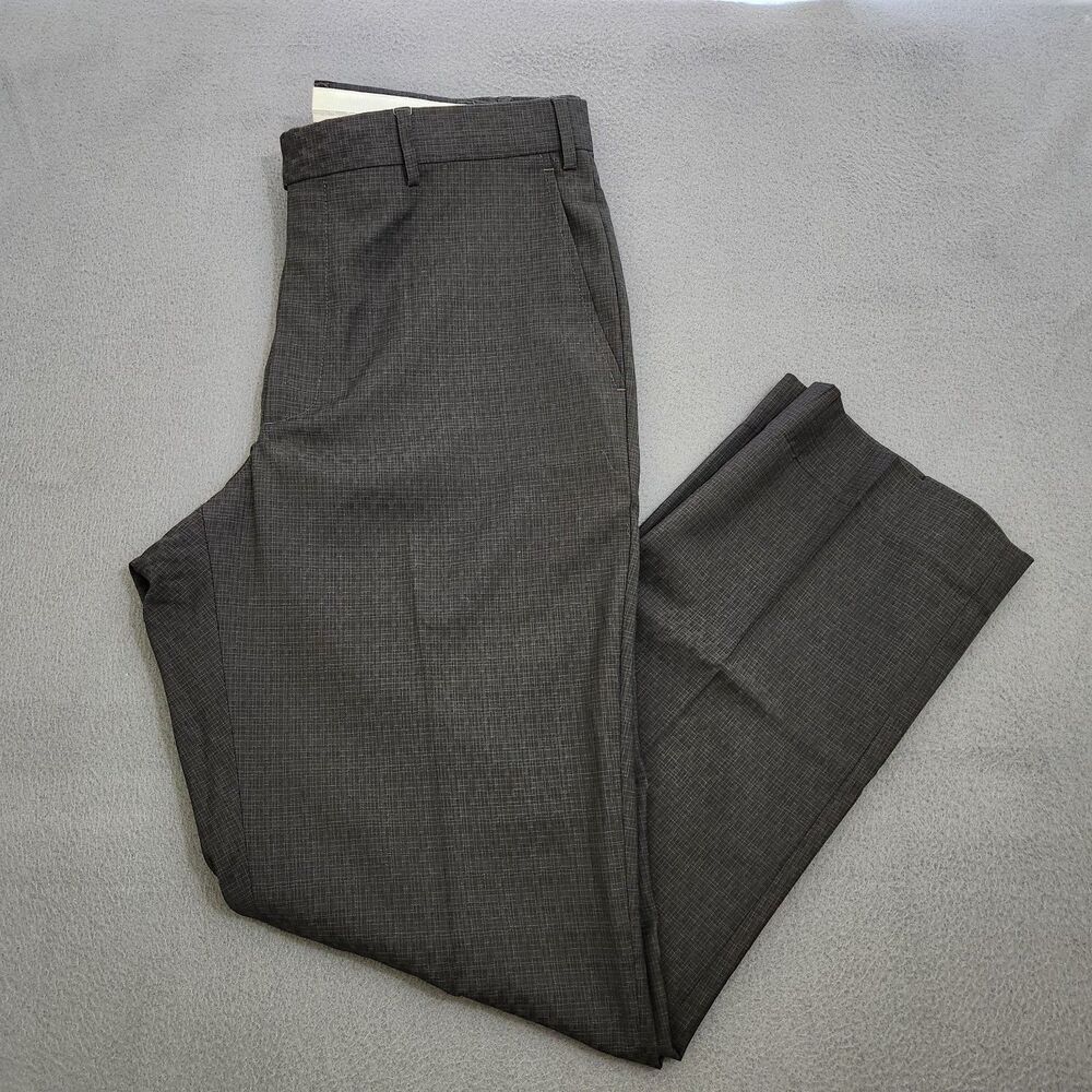 Santorelli Dress Pants Men 36(36X31) Charcoal Check Roma Wool Blend Straight Leg